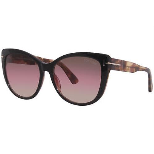 Tom Ford Nora TF937 05F Sunglasses Women`s Black/red Gradient Cat Eye 57mm