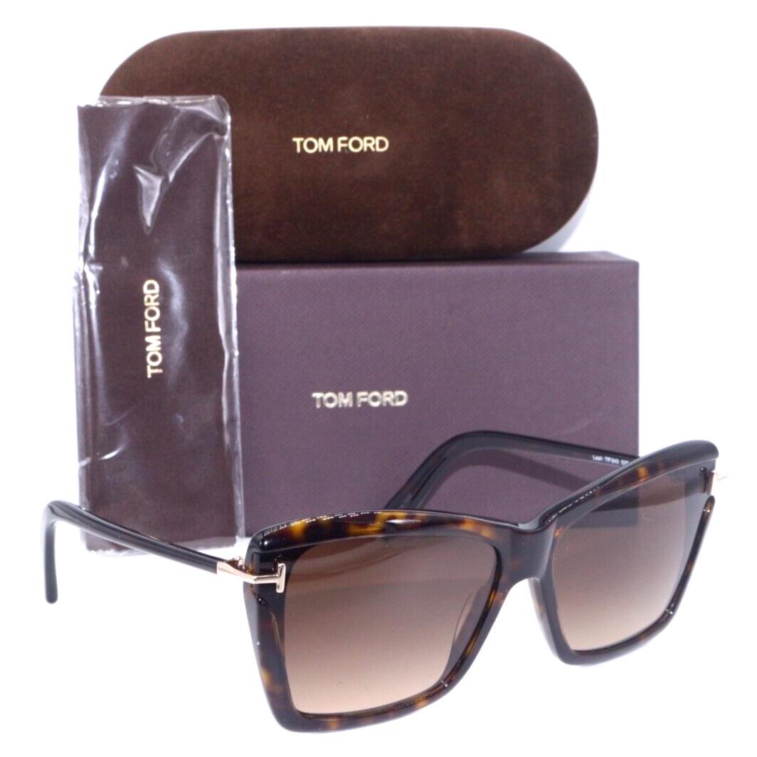 Tom Ford TF 849 52F Leah Havana W/brown Gradient Lens Sunglasses 64-15