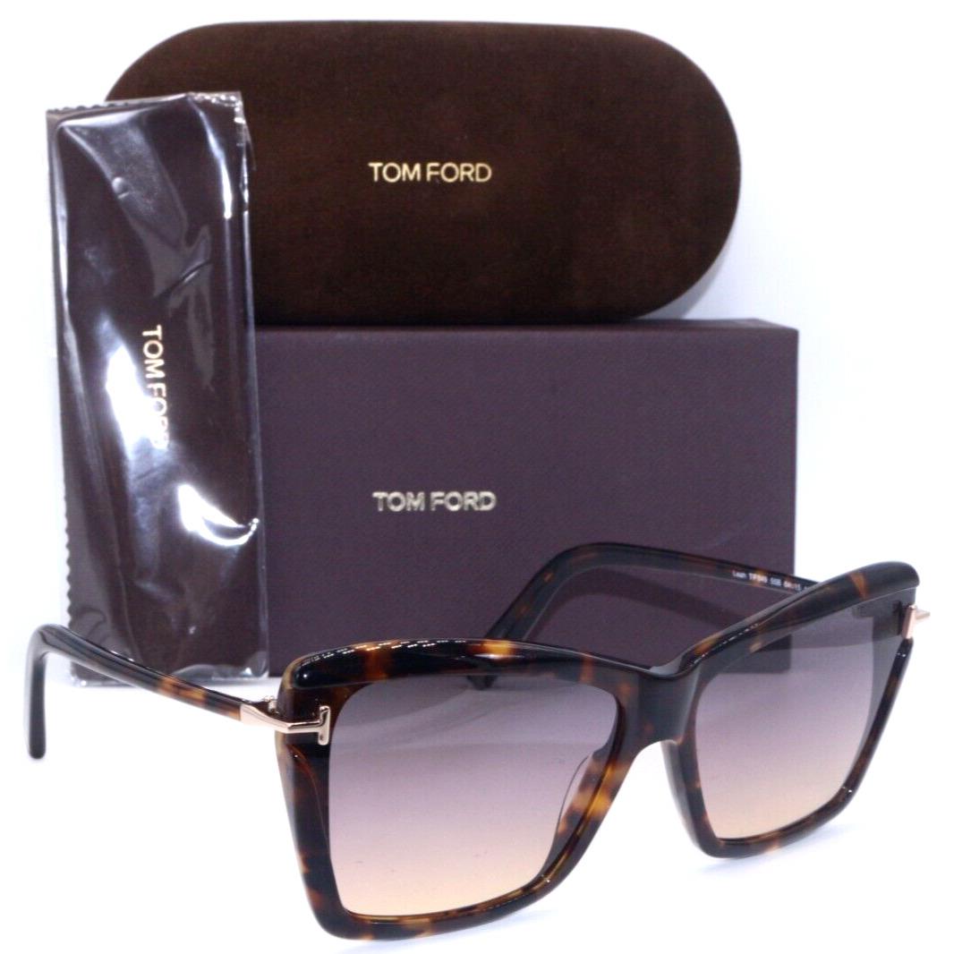 Tom Ford TF 849 55B Leah Havana W/pink Gradient Lens Sunglasses 64-15