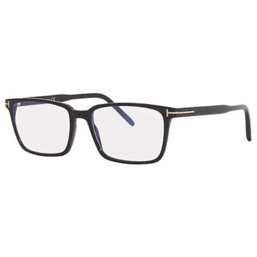 Tom Ford TF5802-B 001 Eyeglasses Frame Men`s Shiny Black/blue Block Fullrim 55mm