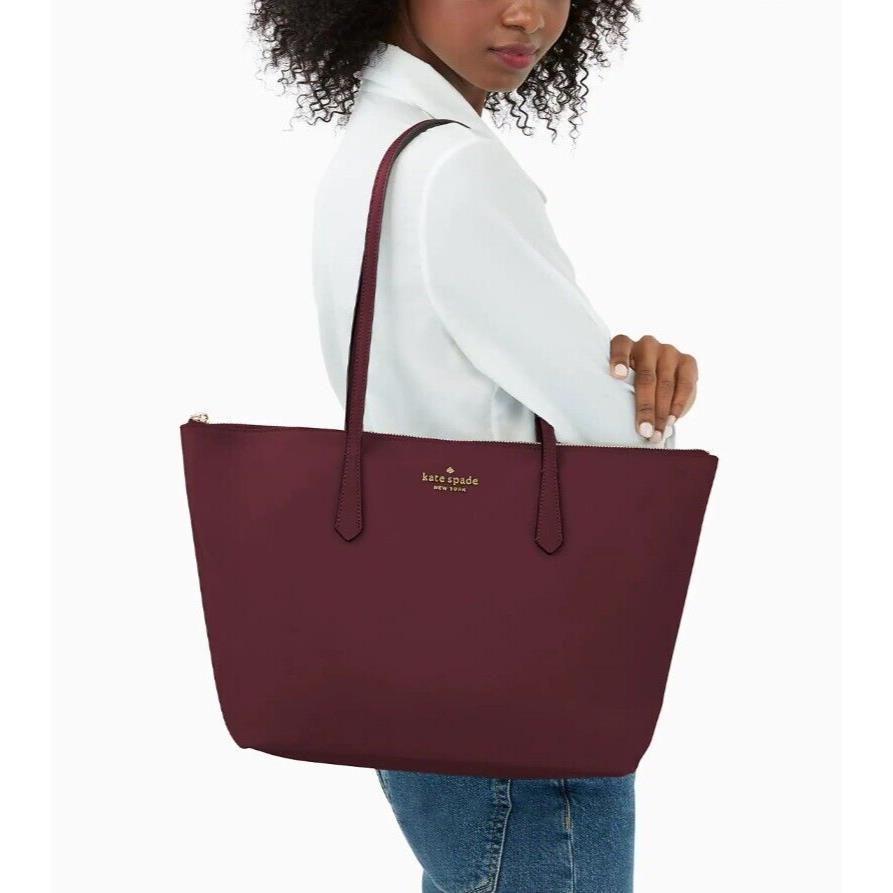 Kate Spade New York Large Tote Bag Purse Burgundy with Side Pocket Zip |  eBay