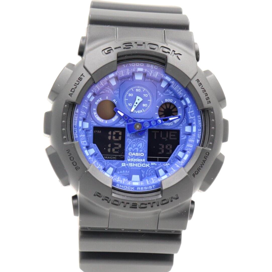 Casio G-shock Blue Paisley Analog/digital Black Chrono Men Watch 51mm GA100BP-1A