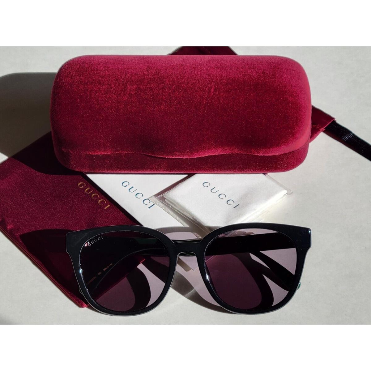 Gucci Women`s Black with Red/green Temples Designer Sunglass Frames - Frame: Black with Red and Green, Lens: Grey