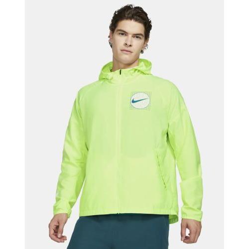 Nike Wild Run Essential Shield Waterproof Running Jacket Volt Men s Size Medium