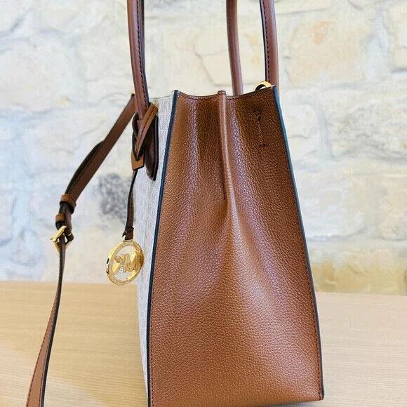 Michael Kors Mercer LG Satchel Shoulder Leather Bag Vanilla /wallet Option Handbag