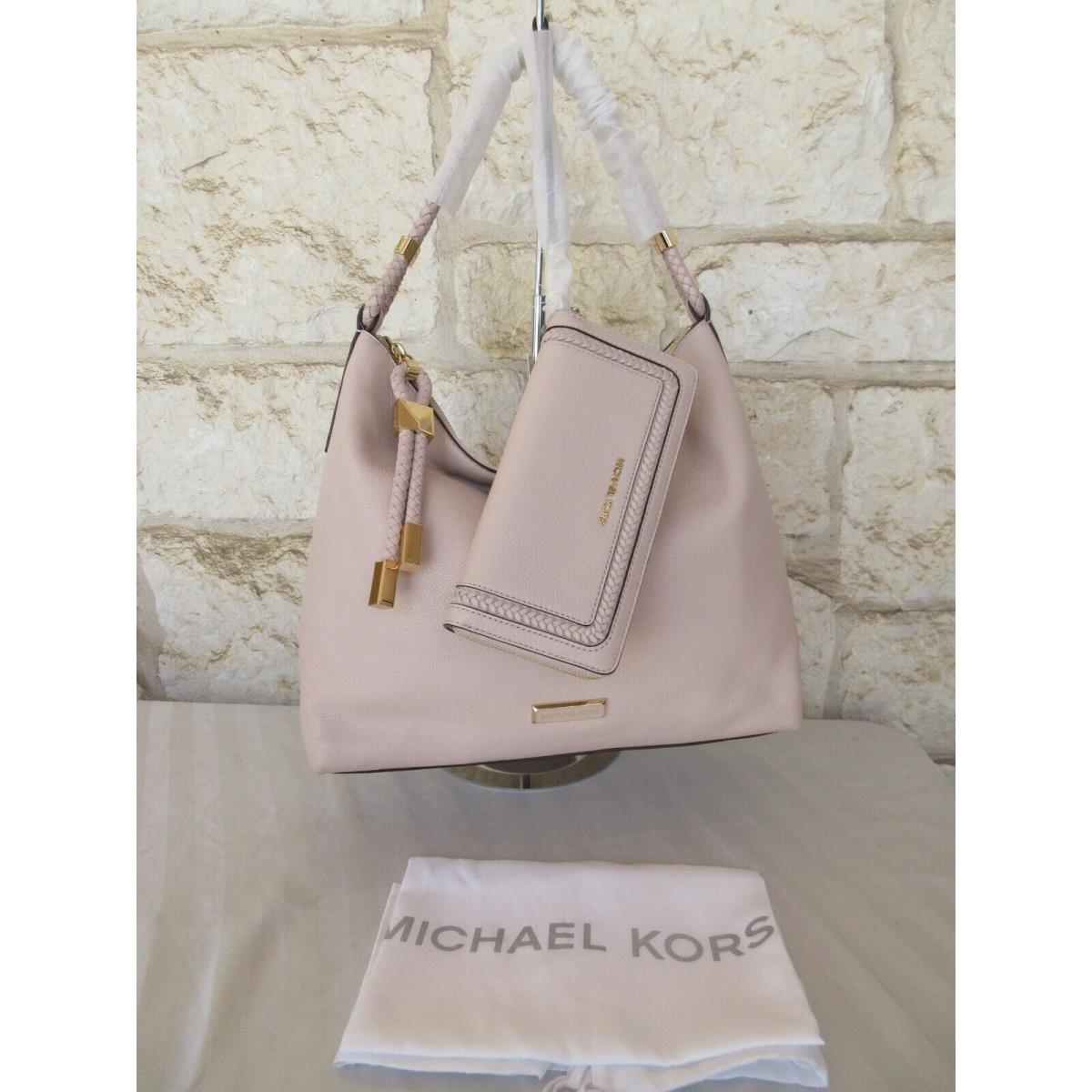 Michael Kors Choices: Shoulder Bag Bag+wallet Set or Wallet Leather Braided Bag+Wallet Set Soft Pink Lexington Braided Leather