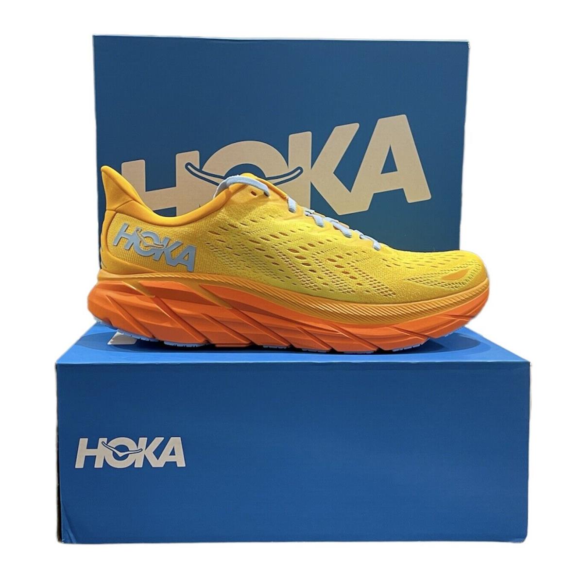 Hoka One One Clifton 8 Men`s Running Shoes Radiant Yellow Maize Sizes 7-15