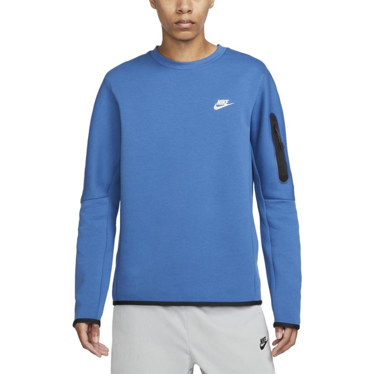 Nike Sportswear Tech Fleece Men`s Crew Sweatshirt Marina Blue/black CU4505-407