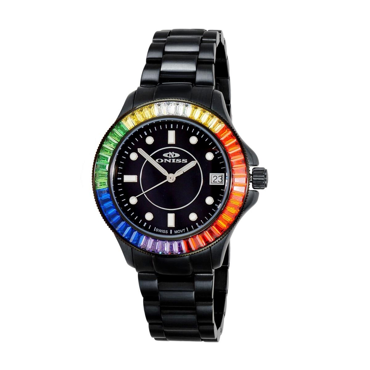 Women`s Oniss Paris ON6201-L/BK Blk Princess Bello Rainbow Collection Watch