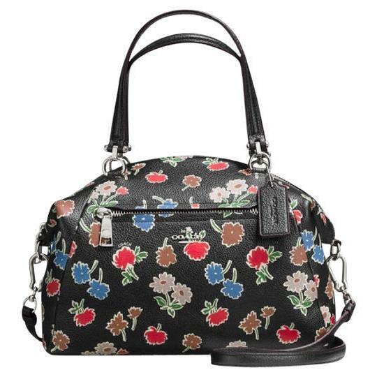 Coach Prairie Satchel Daisy Floral Black Handbag Bag Leather 37159