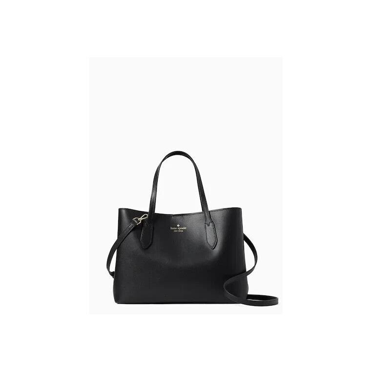 Kate Spade Black Leather Harper Satchel Handbag Crossbody - Black Handle/Strap, Silver Hardware, Black Exterior
