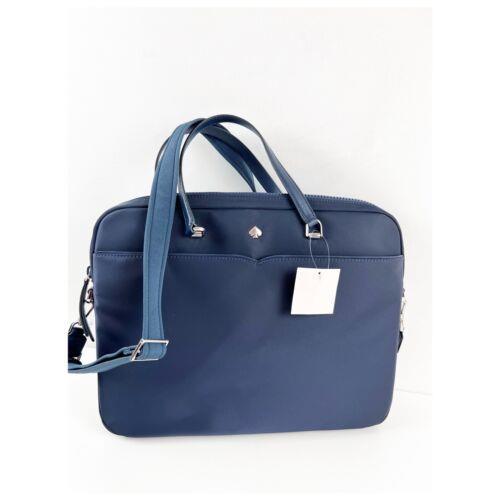 Kate Spade Laptop Messenger Bag 15 Jae Nightcap Blue Shoulder Purse Nylon - Blue Handle/Strap, Silver Hardware, Blue Exterior