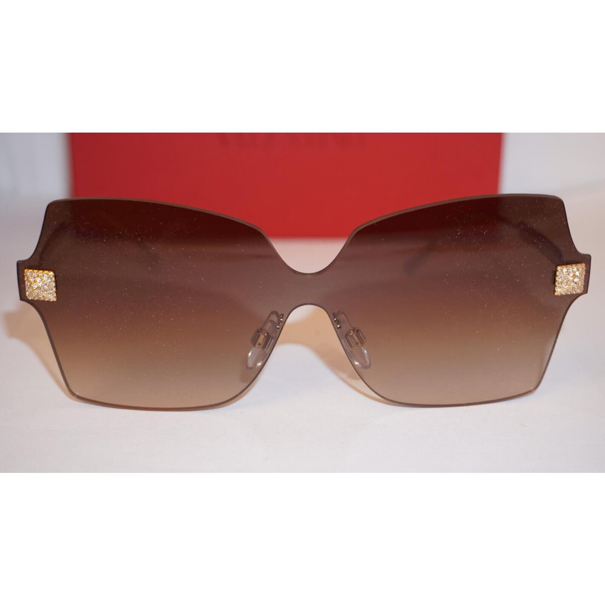 Valentino Sunglasses Rimless Gold Crystal Brown VA2049 3002/13 140