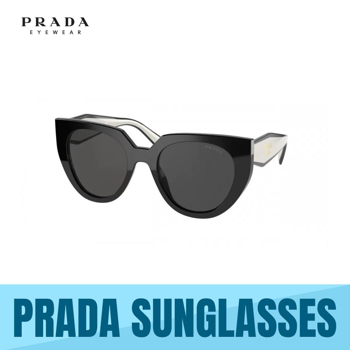 Prada PR 14WS 09Q5S0 Black Talc - Dark Grey Lens Sunglasses 52MM