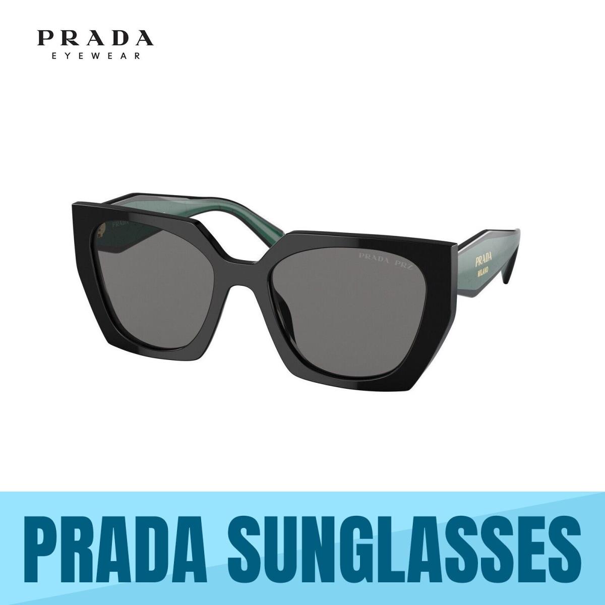 Prada PR 15WS 1AB5Z1 Black/green- Dark Grey Polarized Sunglasses