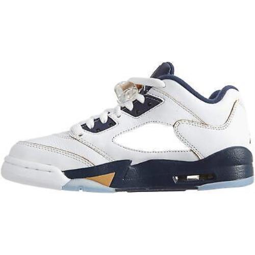 Jordan Nike White/metallic Gold/mid Kid`s Air 5 Retro Low Basketball Men Shoe 4