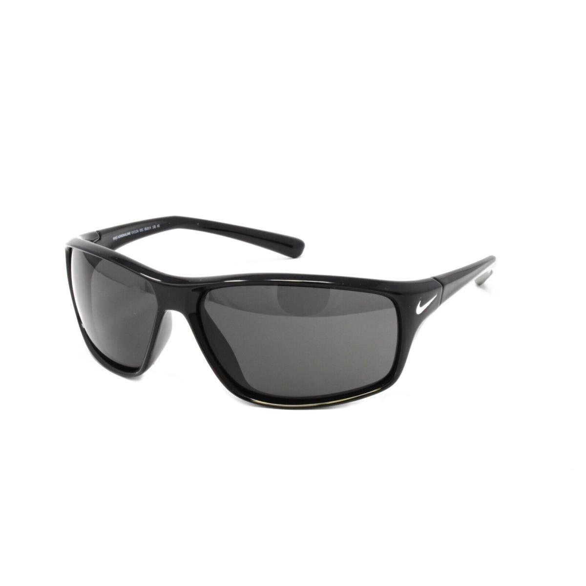 Nike Sunglasses Adrenaline EV1134 001 Shiny Black White 65mm Grey Lens - Frame: Black, Lens: Gray