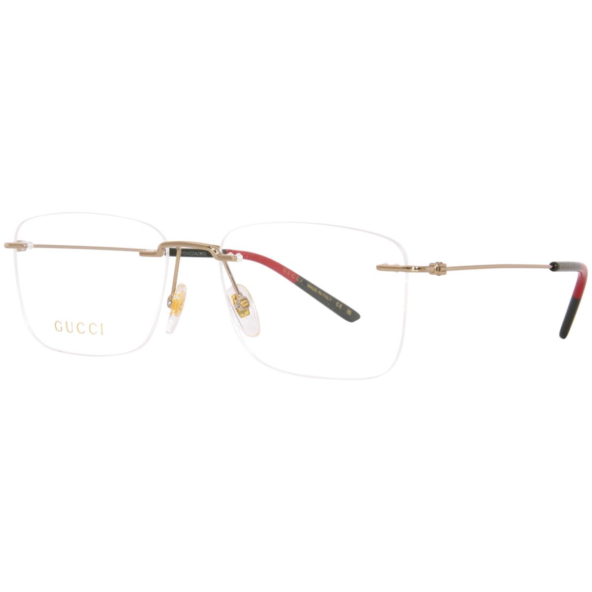 Gucci GG0399O 002 Gold Rimless Rectangular Men`s Eyeglasses