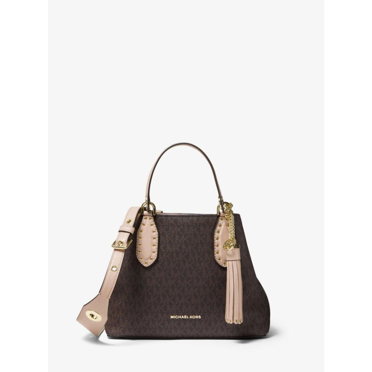 Michael Kors Brooklyn Small Satchel Crossbody/handbag Bucket 11 Colors Dust Bag Brown Logo/Soft Pink Gold-tone hardware