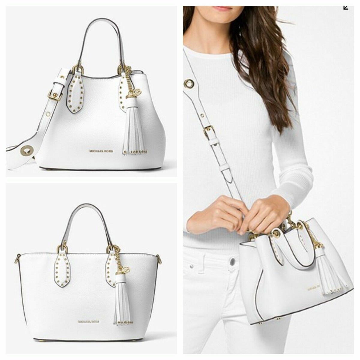 Michael Kors Brooklyn Small Satchel Crossbody/handbag Bucket 11 Colors Dust Bag White Bag with Gold-tone Hardware