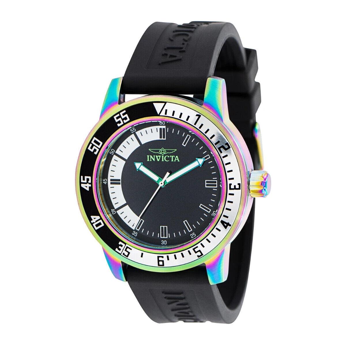 Invicta Specialty Men`s Watch Rainbow Iridescent 45mm Black Band