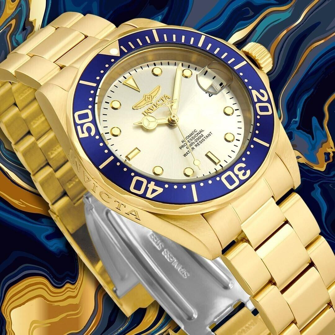 Invicta Men`s Pro Diver Champagne 40mm Dial Stainless Steel Band Automatic Watch