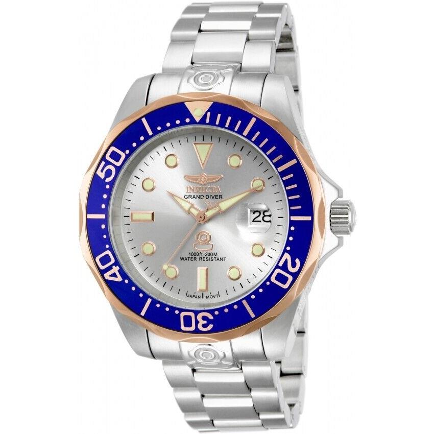 Invicta Men`s 47mm Grand Diver Silver Dial Silver Tone Bracelet Automatic Watch