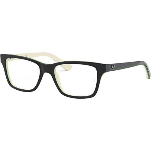 Ray-ban Junior Kids` Square Prescription Eyeglass Frames-48-16-130 - Frame: Black/ White- Green