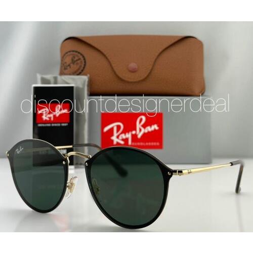 Ray-ban Round RB3574N Blaze Sunglasses 001/71 Gold Metal Frame Green G15 Lens 59