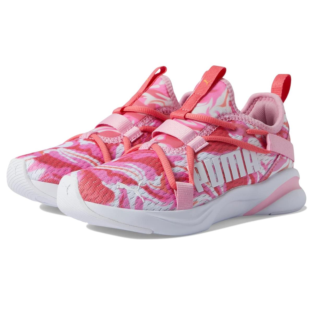 Girl`s Sneakers Athletic Shoes Puma Softride Rift Slip-on Swirl Big Kid Sun Kissed Coral/Puma White