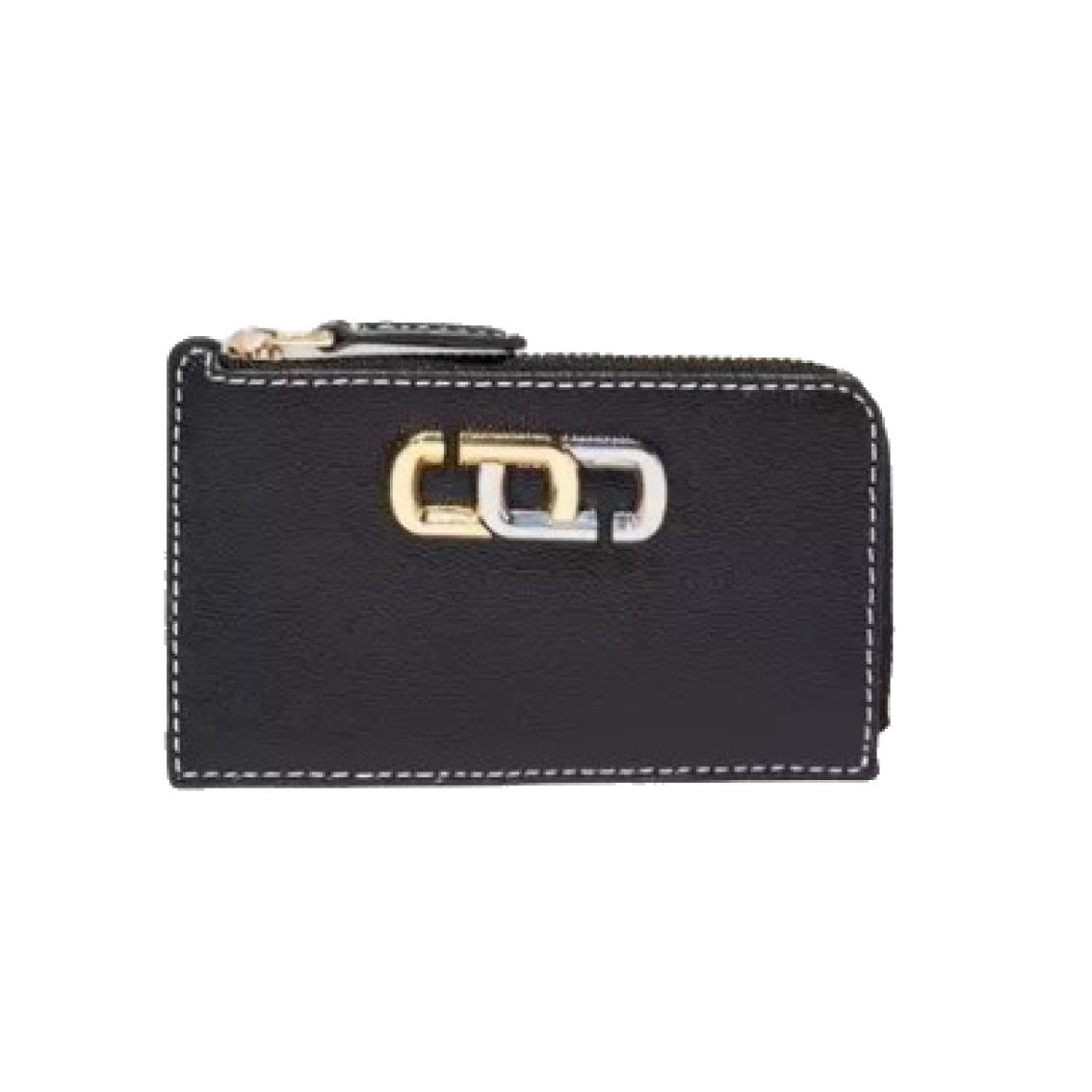 Marc Jacobs J Link Small Black Two Tone Metal Top Zip Womens Wallet M0017056