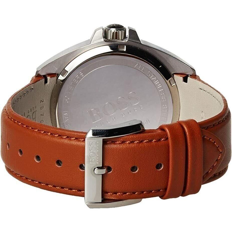 Hugo Boss Driver 1513119 White Dial Brown Leather Strap Stainless Steel Watch