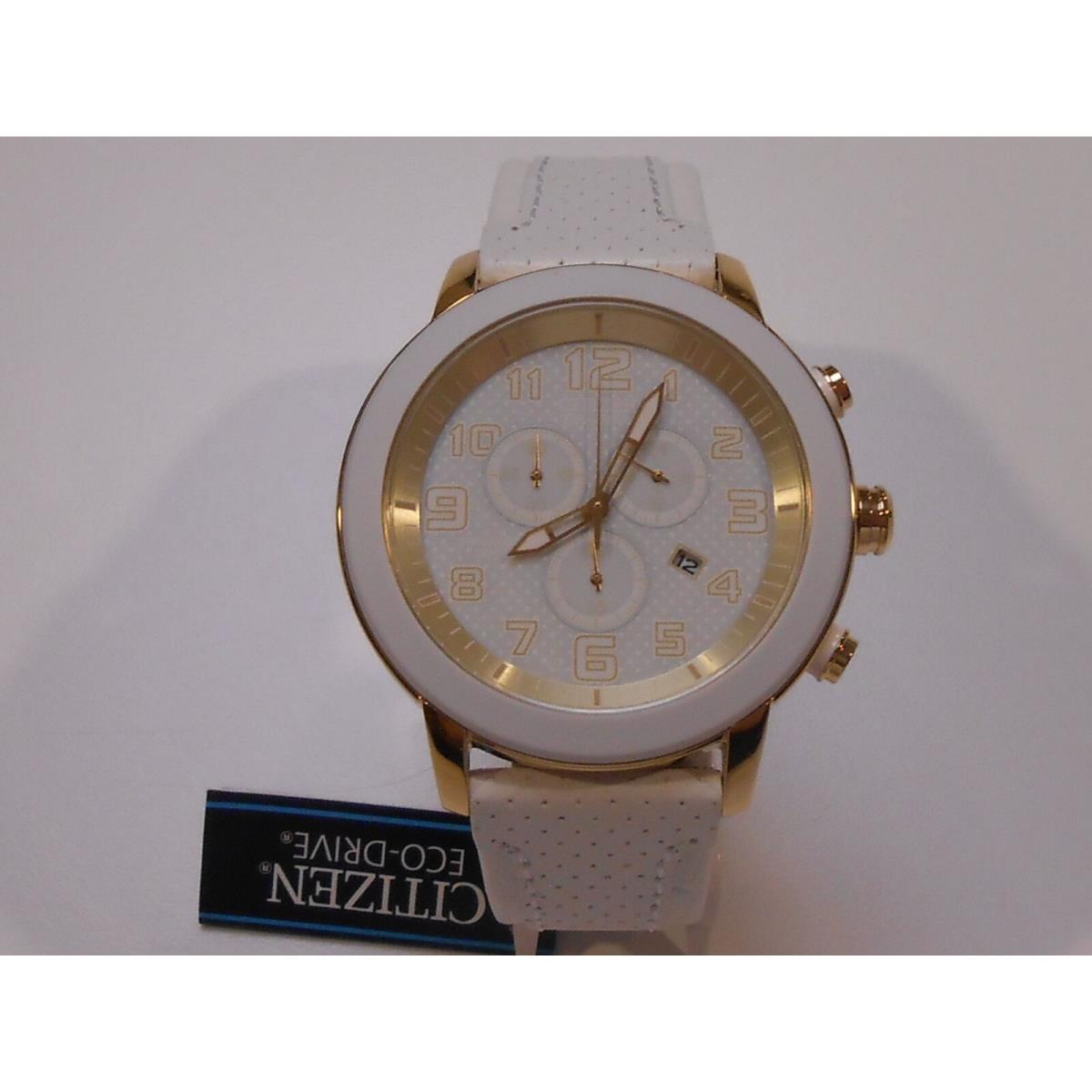 Citizen AT2232-08A Eco-drive Brt 3.0 Chronograph White Leather Unisex Watch