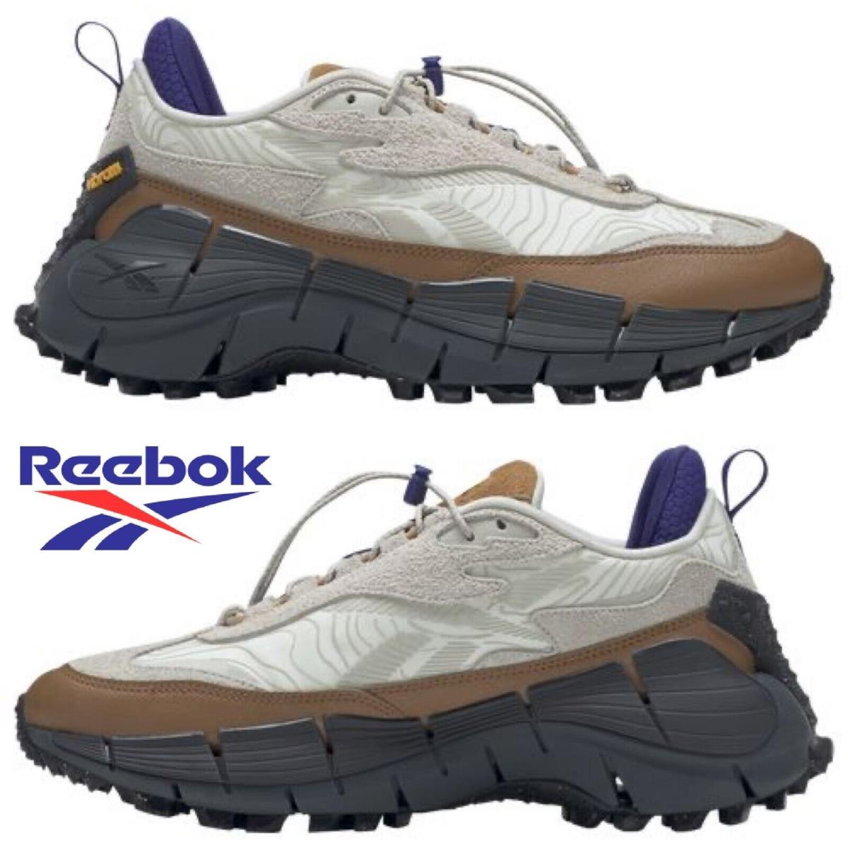 Reebok Zig Kinetica 2.5 Edge Men`s Sneakers Running Training Shoes Casual Sport - Brown , Chalk/Alabaster Manufacturer