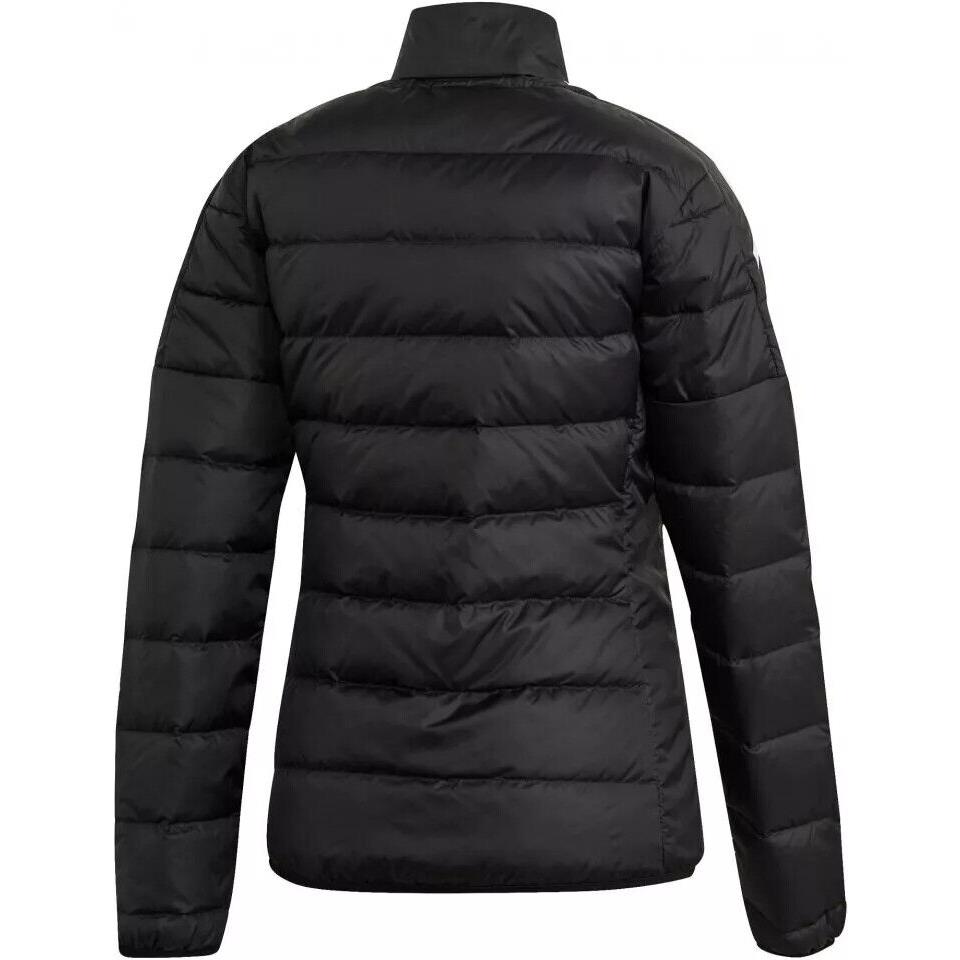 Adidas Essentials Down Puffer Jacket Women`s Black White Stripes GH4593