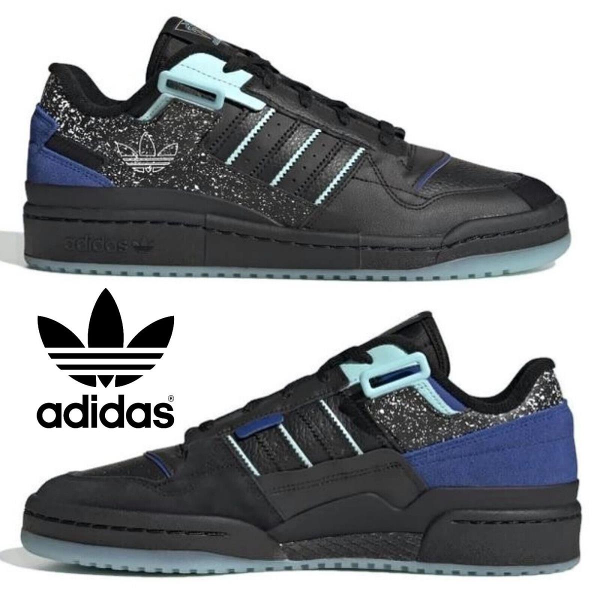 Adidas Originals Forum Exhibit Low Men`s Sneakers Comfort Casual Shoes Black - Black , Core Black / Clear Aqua / Blue Manufacturer