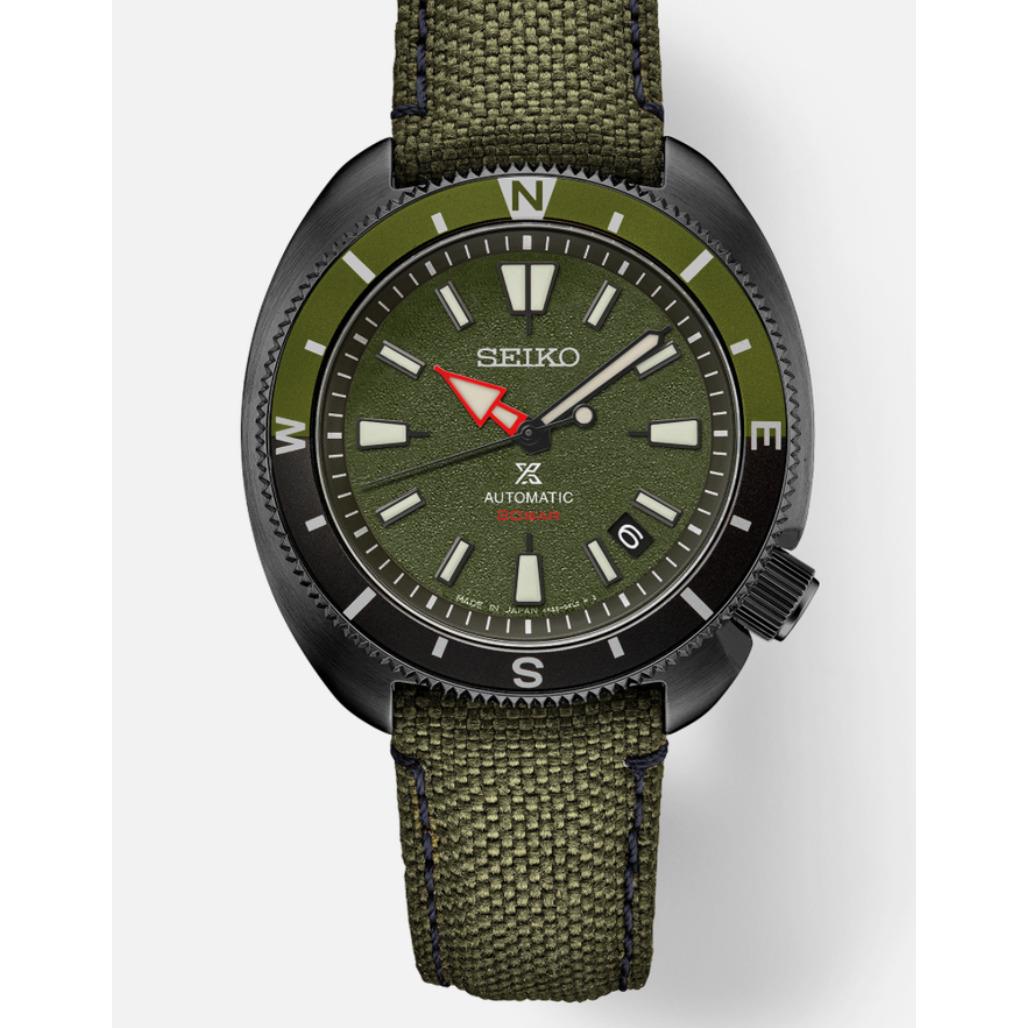 Seiko SRPJ31 Special Edition Automatic US Land Watch Green Strap Made in Japan - Dial: Green, Band: Green, Bezel: Black, Green