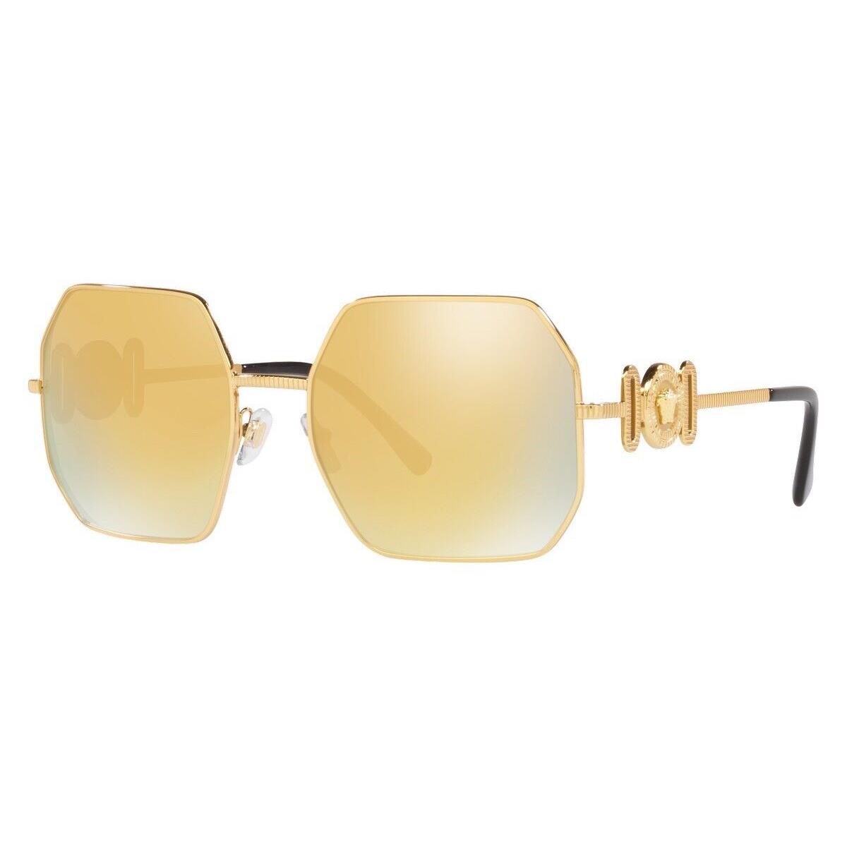 Versace VE2248 10027P Sunglasses Gold Frame Brown Mirror Gold Lens 58mm