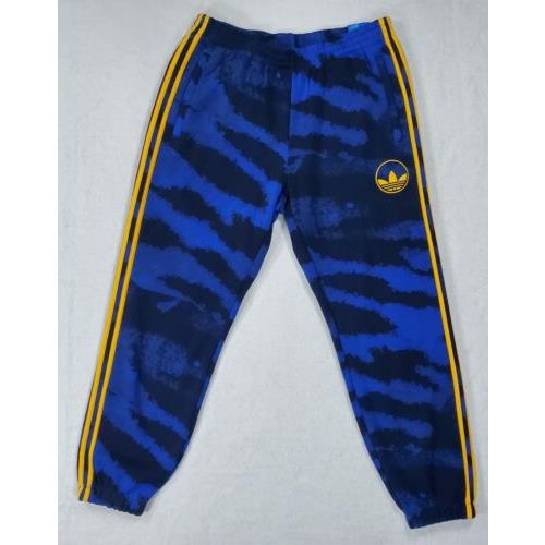 Adidas Men`s Size Large Zebra Aop Fleece Sweatpants Blue Zebra Print GD2129