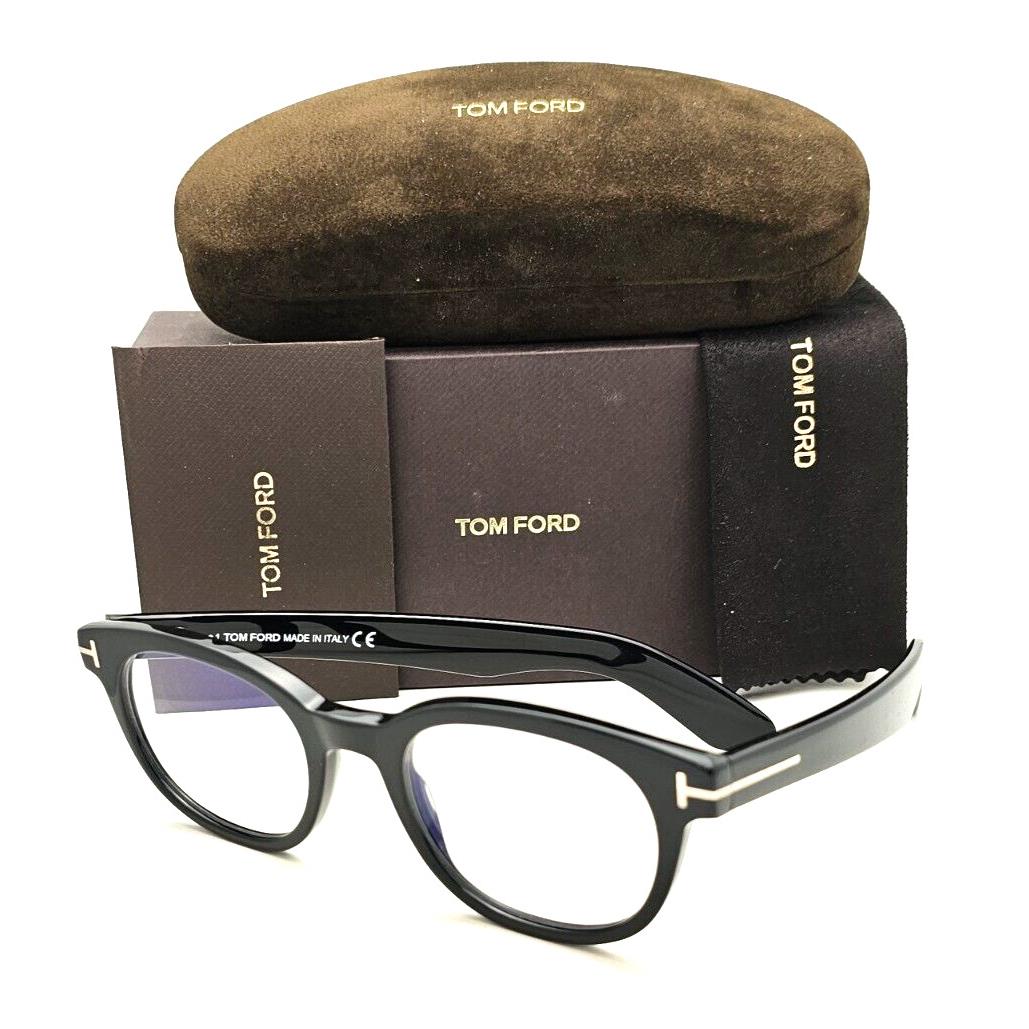 Tom Ford Eyeglasses TF 5807-B 001 50-21 145 Black Frames W/blue Block Lenses