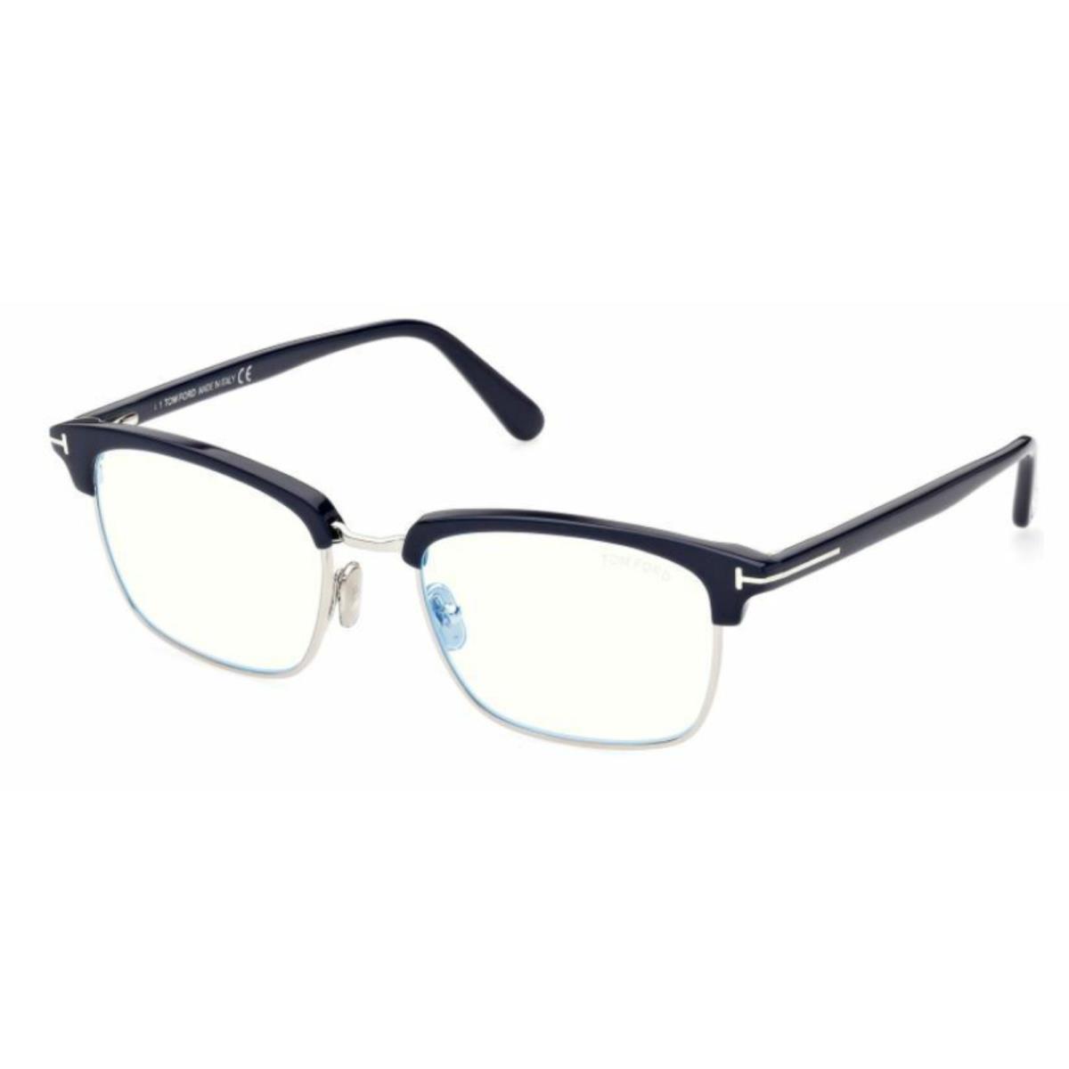 Tom Ford Clubmaster Eyeglasses TF 5801-B 090 54-19 145 Blue Silver Frames