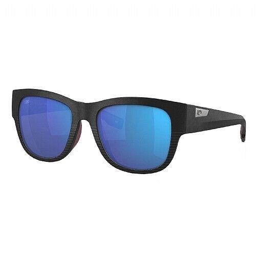 Costa Women`s Caleta 580G Sunglasses Blue Mirror Glass Lens Net Black Frame - Frame: Black, Lens: Blue