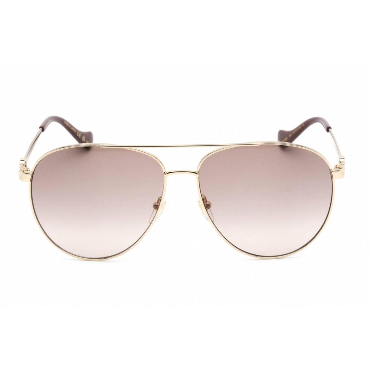 Gucci Unisex Sunglasses Shiny Gold Aviator Frame Gradient Brown Lens GG1088S 002 - Frame: Shiny Gold, Lens: Gradient Brown