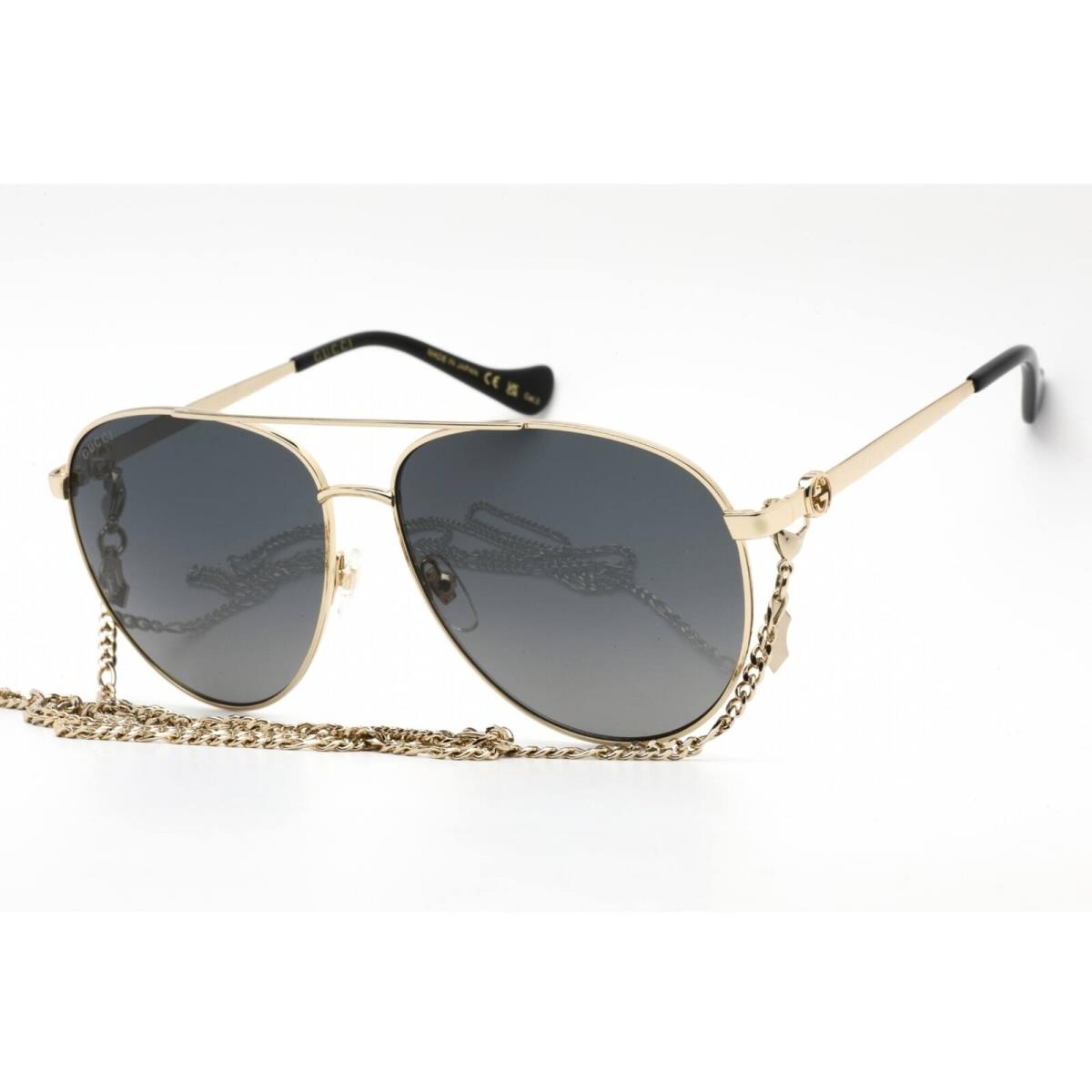 Gucci Women`s Sunglasses Gold Aviator Metal Full Rim Frame GG1088S 001 - Frame: Gold, Lens: Grey Gradient