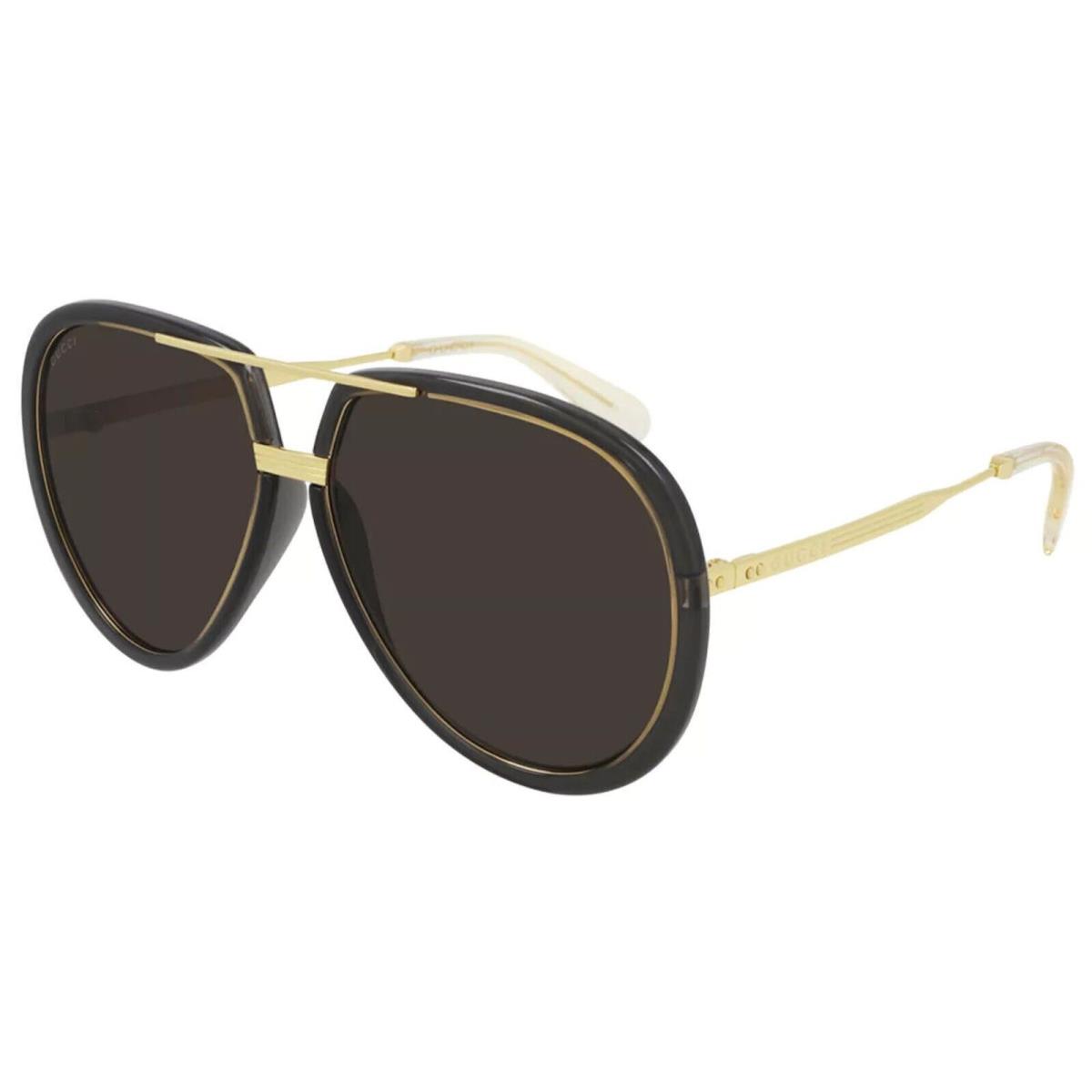 Gucci GG0904S-001 Gray Gold Frame / Brown Lens Sunglasses
