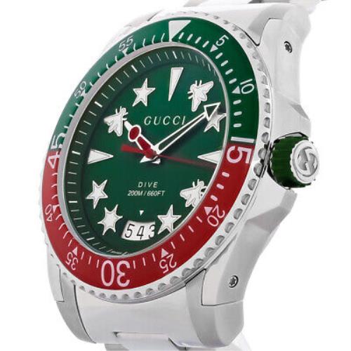 Gucci watch Dive - Green Dial, Silver Band