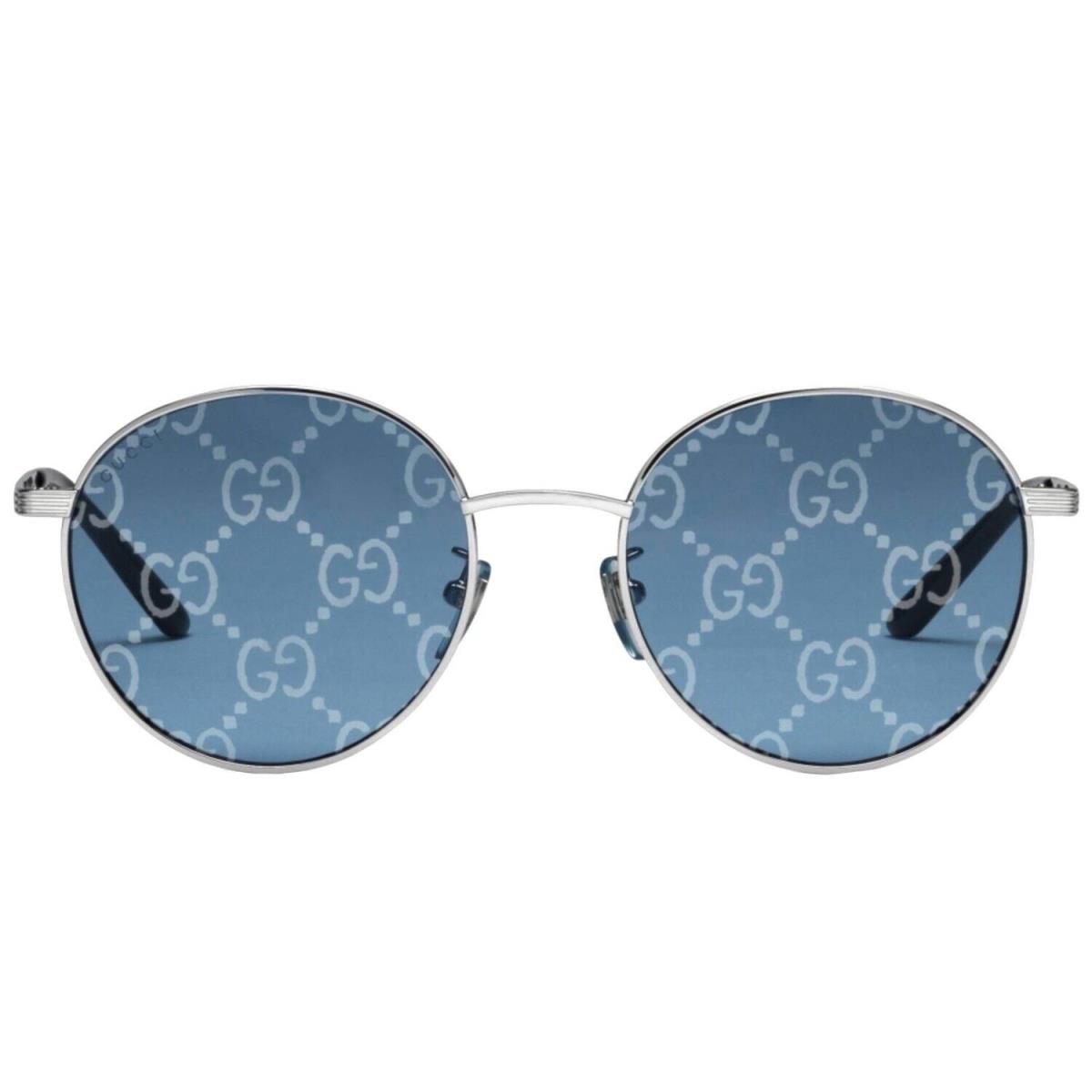 Gucci Unisex GG0944SA Silver Frame / Blue Silver Logo Sunglasses - Silver Frame, Blue Silver Logo Lens