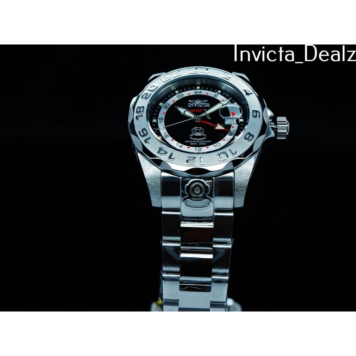 Invicta Men`s 44mm Grand Pro Diver Swiss Quartz 515.24H Gmt Black Dial SS Watch