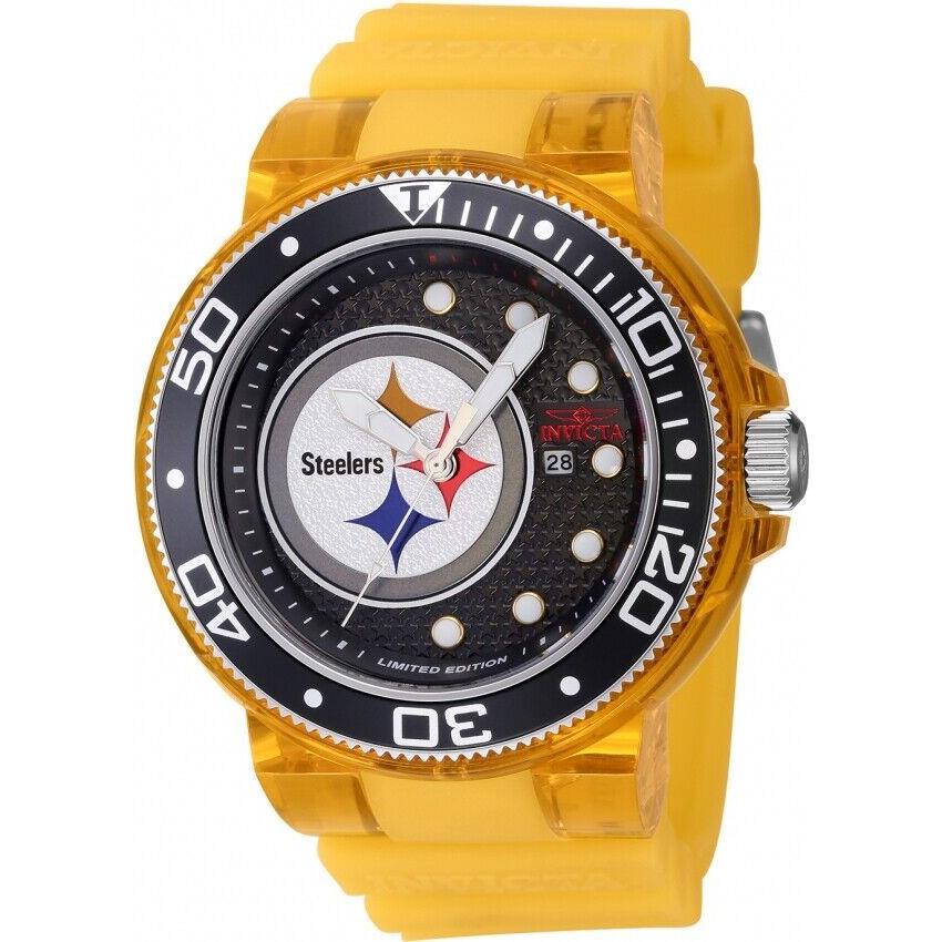 Invicta Men`s Nfl Pittsburgh Steelers 51mm Multicolor Dial Yellow Watch 41450