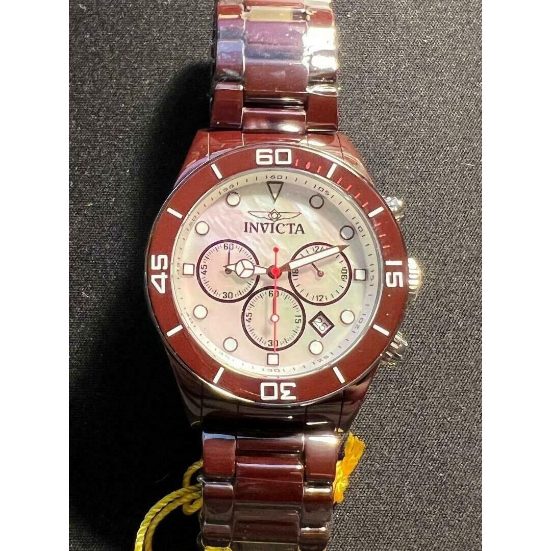Invicta watch Pro Diver - Mother of Pearl Dial, Brown Band, Brown Bezel